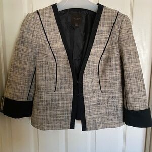 The Limited Suit Jacket/Blazer, Size L, Black and Gray Tweed, 3/4 Sleeves, EUC